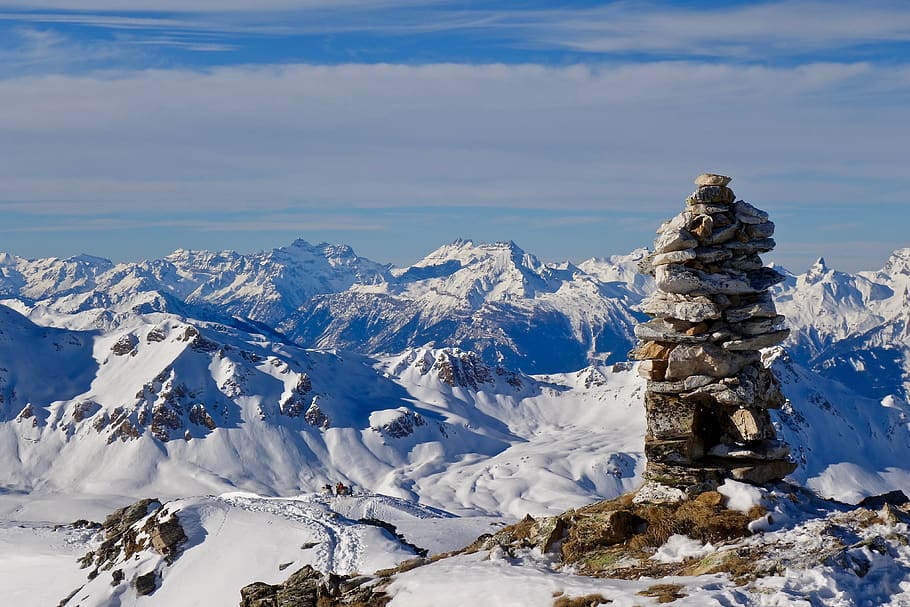 mountain range covered by snow, cold temperature, winter, beauty in nature HD wallpaper