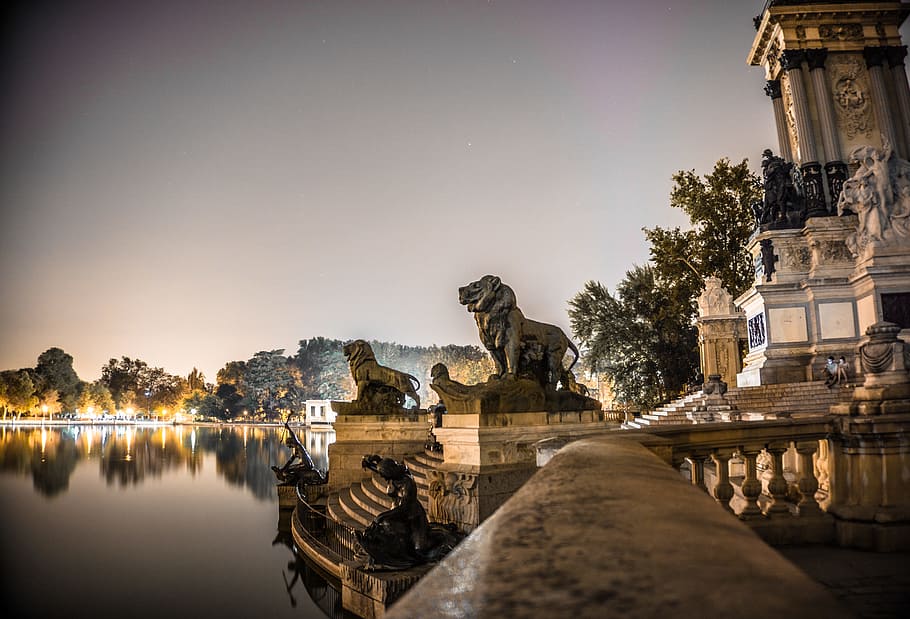 Shallow Focus of Gold Lion Statues, ancient, architecture, building HD wallpaper