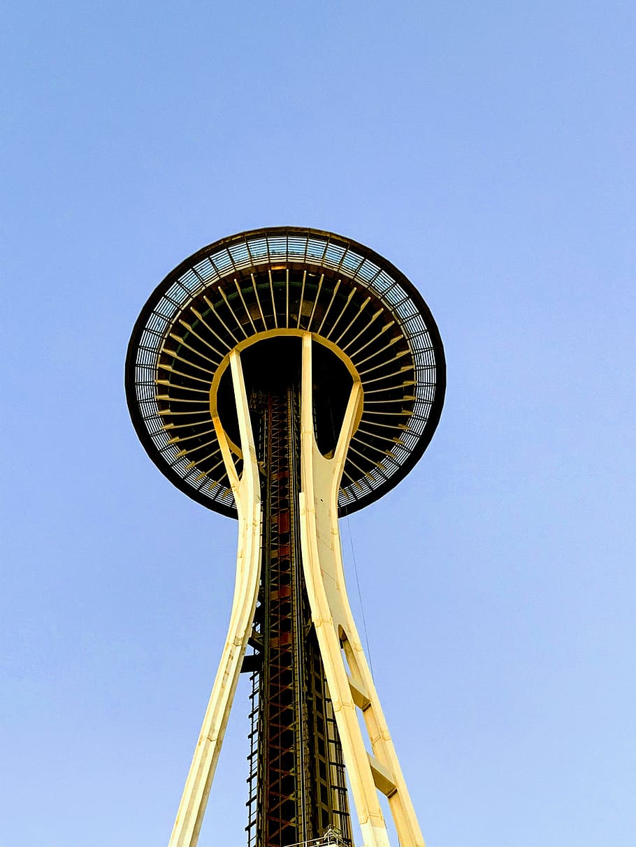 low angle photo of space needle tower, architecture, building, HD wallpaper