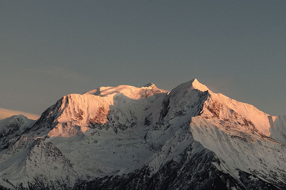 snow covered mountain, outdoors, mountain range, nature, peak HD wallpaper