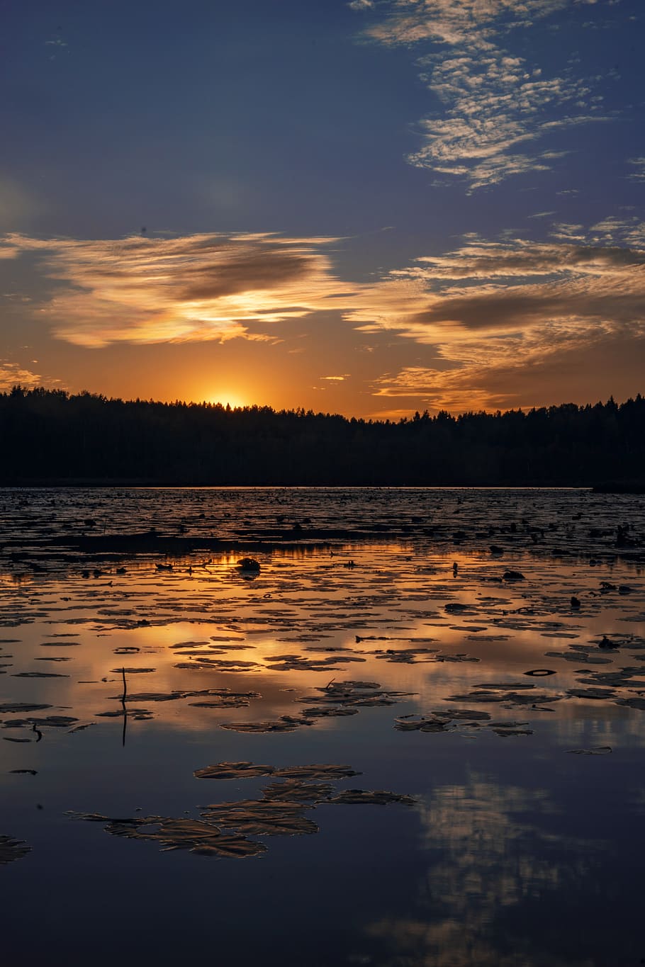 Scenic View Of Lake During Sunset, 4k wallpaper, afterglow, clouds HD wallpaper