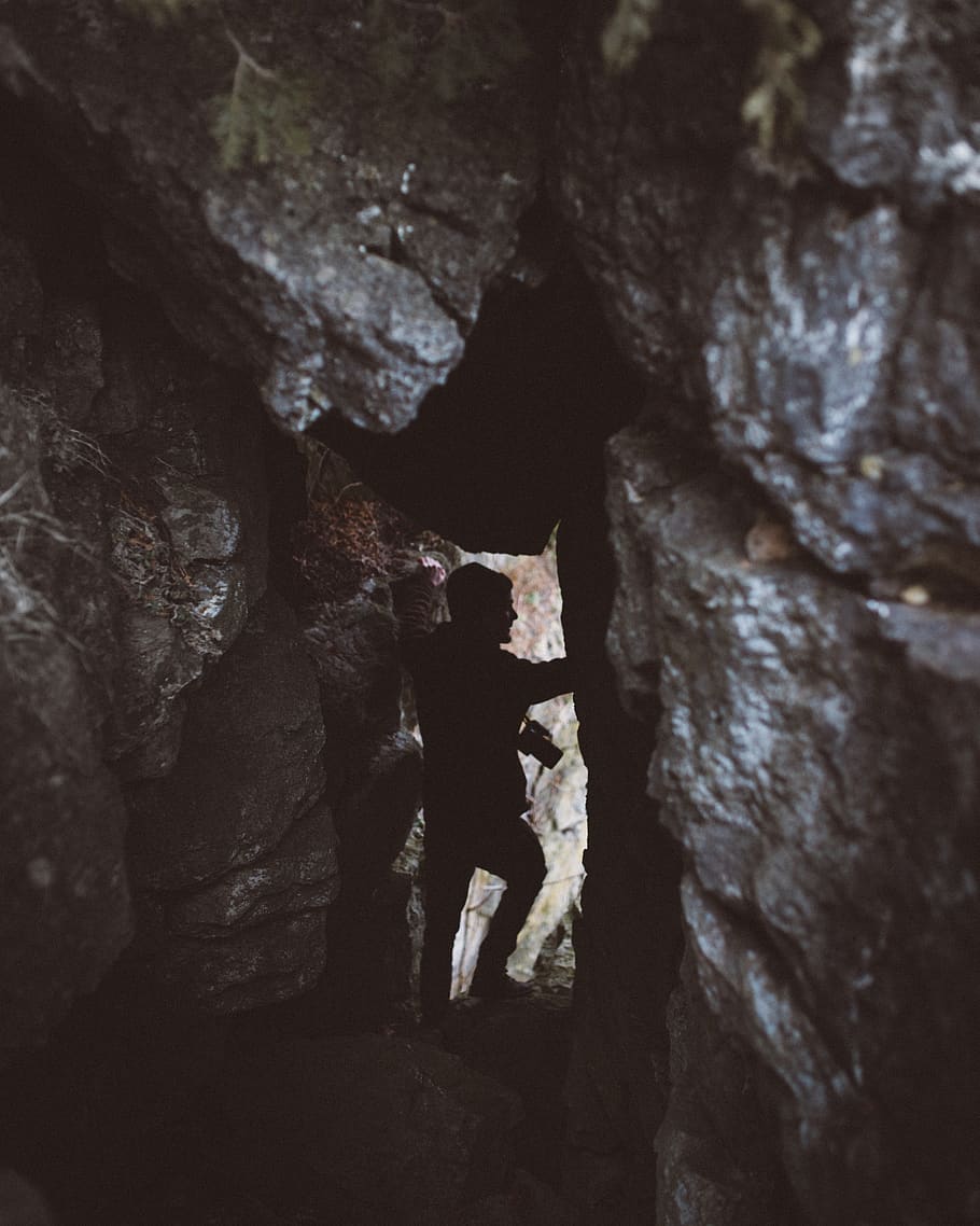 HD wallpaper: cave, adventure, rocks, shadow, silhouette, climb ...