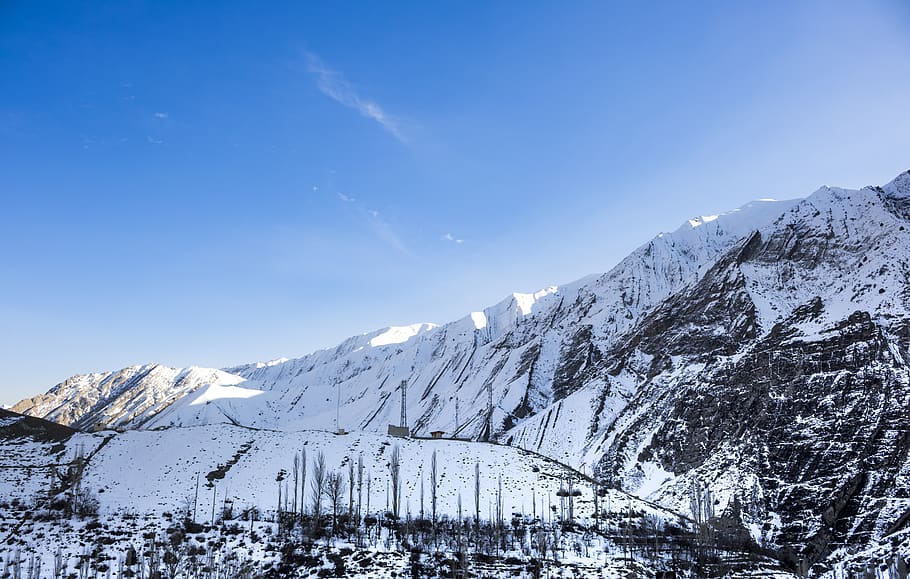 mountains, snow, winter, trees, sky, wanderlust, cold temperature HD wallpaper