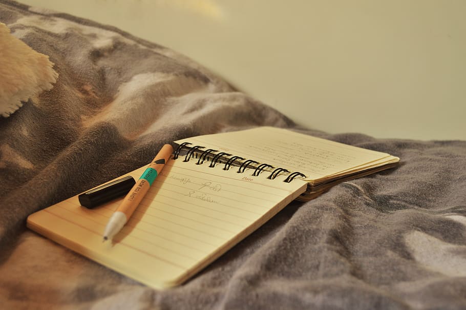 book, write, writing, decoration, room, bed, notes, pencil HD wallpaper