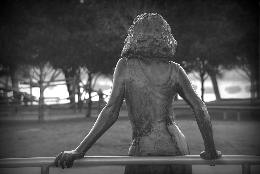 statue, women, figure, girl, beautiful, mysterious, bronze, HD wallpaper
