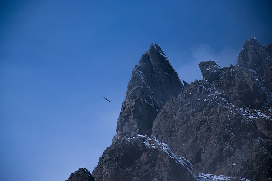 mountains, sky, rocks, snow, solid, rock - object, blue, beauty in nature HD wallpaper