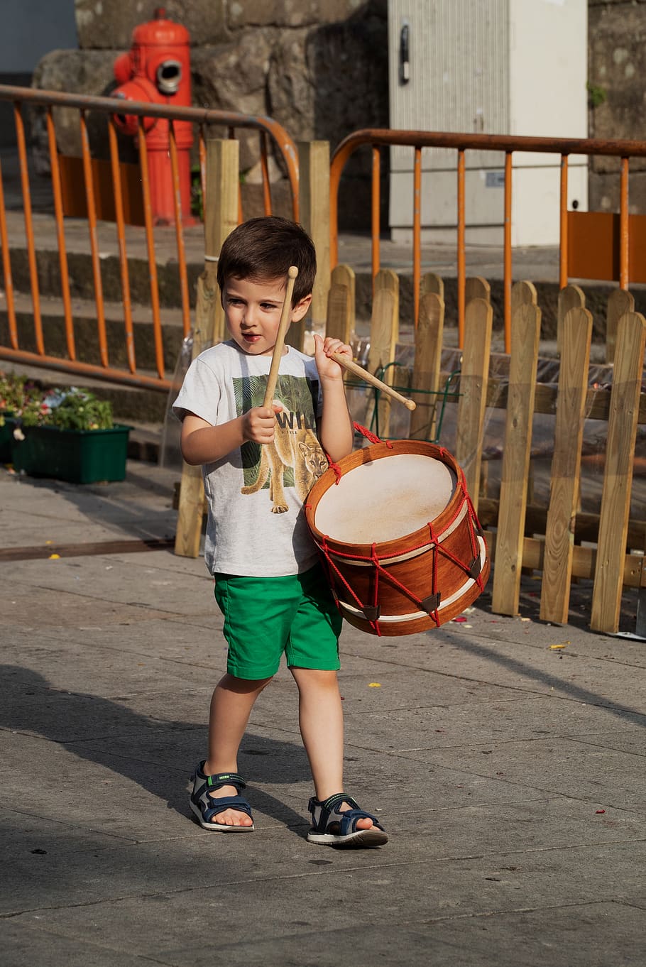 portugal, braga, the boy, drum, arraial, children play, childhood, HD wallpaper
