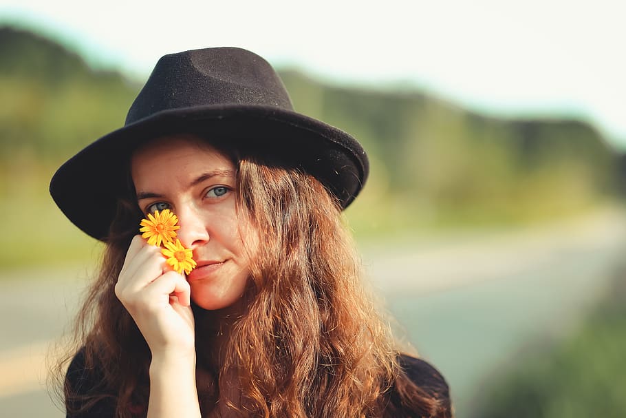 Photo of Woman Wearing Black Hat, attractive, beautiful, beauty HD wallpaper