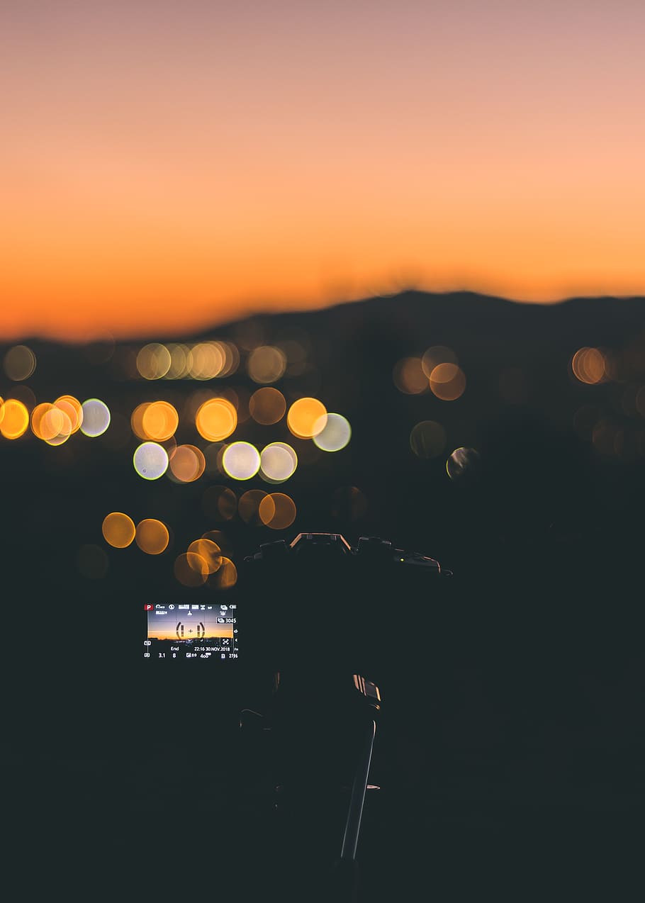 Bokeh Photography of Turned-on Camcorder, bright, camera, dark HD wallpaper