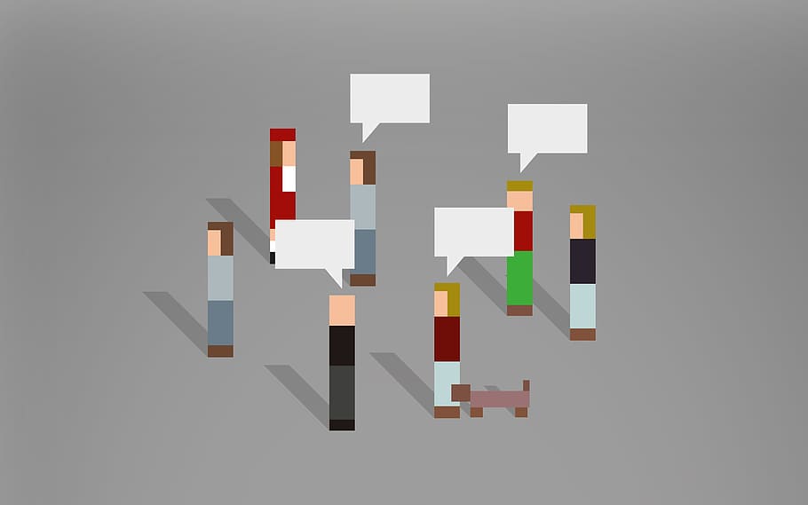 Abstract Pixelated People Speaking With Each Other, art, adult