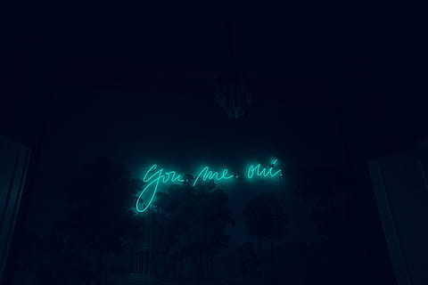 green you. me. lighted signage, phrase, dark, neon, art, oui HD wallpaper