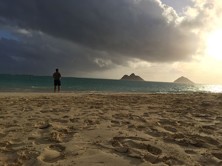united states, kailua, lanikai beach, hawaii, ocean, sunrise, HD wallpaper