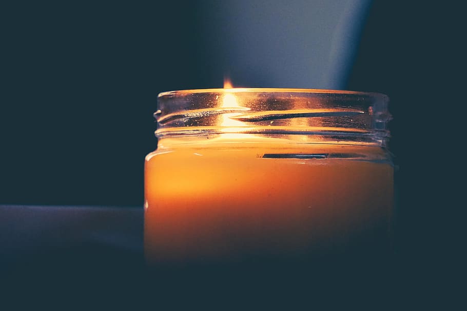 lighted candle, container, studio shot, indoors, bottle, close-up HD wallpaper