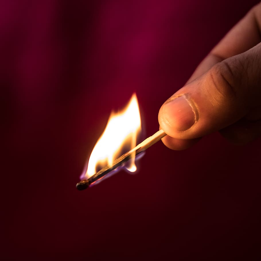 fire, match, flame, burning, human hand, fire - natural phenomenon HD wallpaper