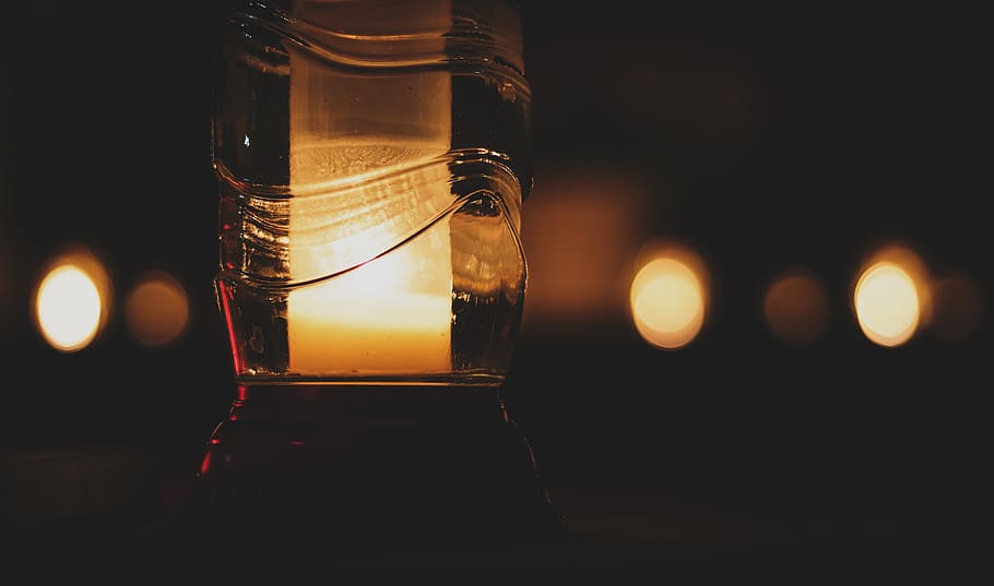 dark, night, light, bokeh, lamp, glass, glass - material, illuminated HD wallpaper