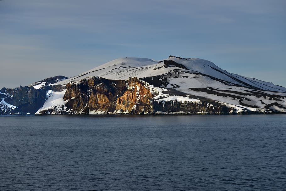 Snow-capped Mountain Beside Body of Water, cold, daylight, environment HD wallpaper