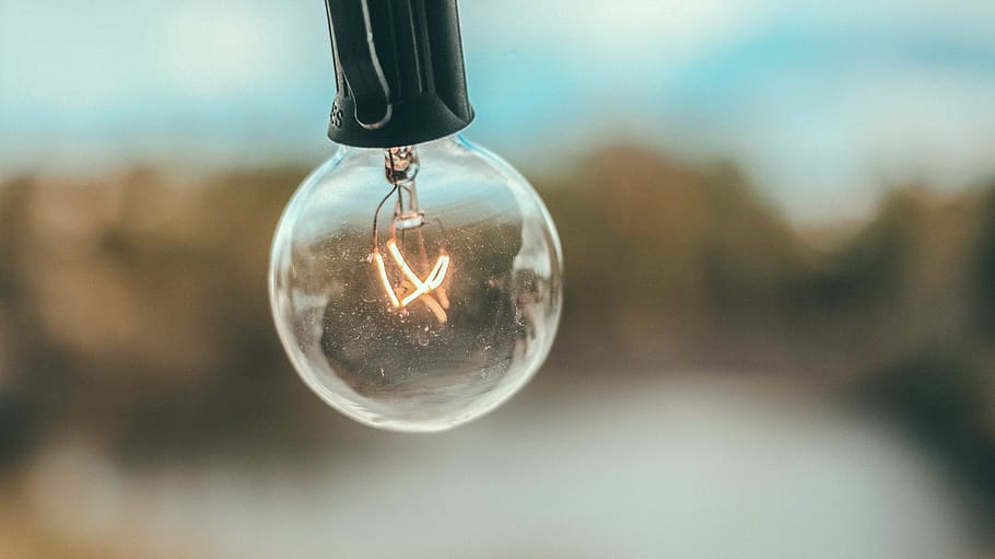 turned on light bulb, lightbulb, lighting, idea, grain, close up HD wallpaper