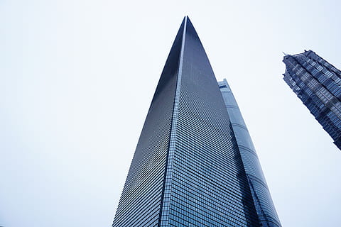 shanghai, tower, rain, blue, sky, china, 中国, 上海, low angle view HD wallpaper