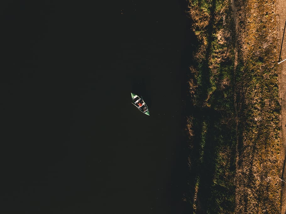 Person Riding Boat, action, dark, daylight, drone, exploration HD wallpaper