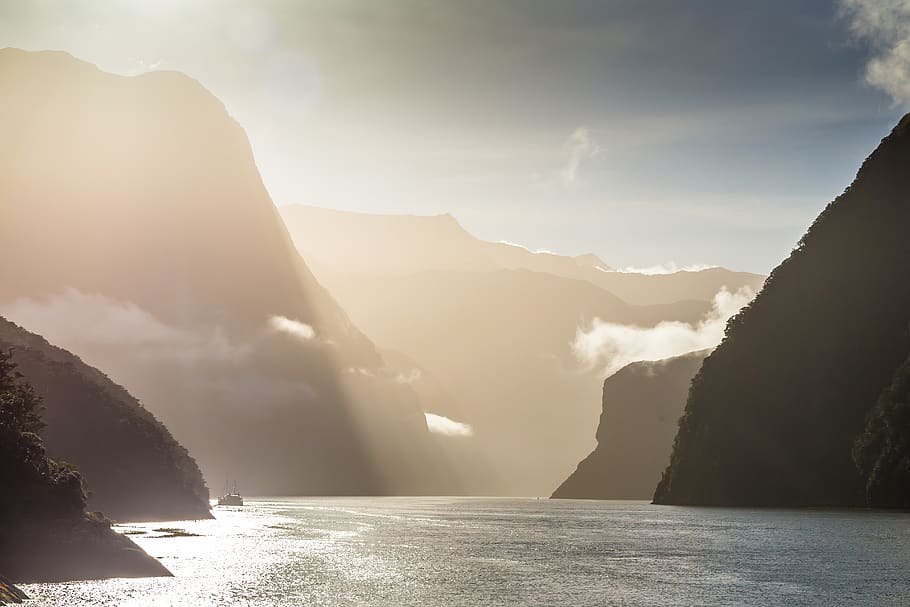 milford sound, sunrise, new zealand, water, beauty in nature, HD wallpaper