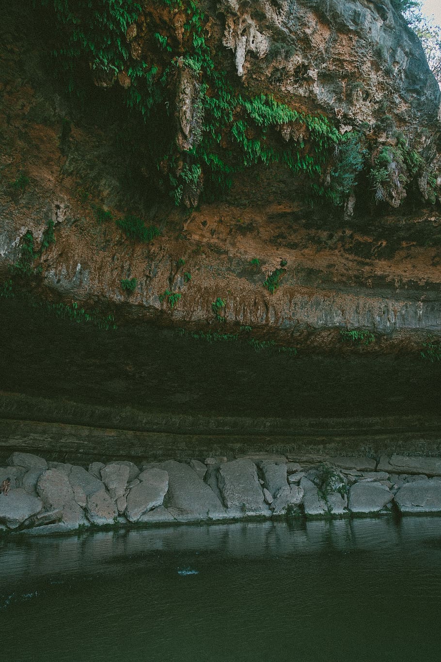 cave, mountain, natural, pool, moss, rock, lake, pond, sea, HD wallpaper