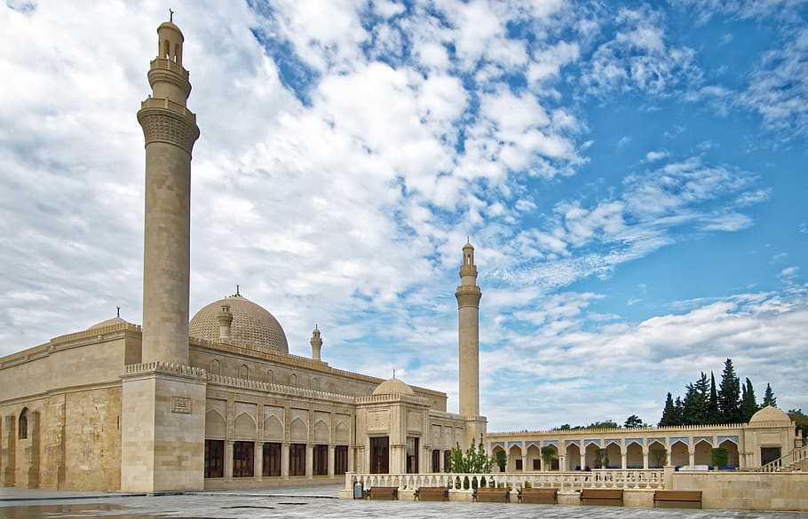 azerbaijan, shamakhy, it, juma mosque, minarets, architecture HD wallpaper