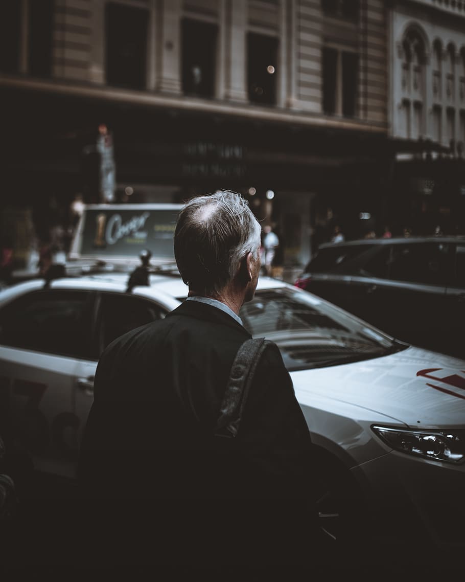 man facing silver sedan, car, motor vehicle, transportation, mode of transportation HD wallpaper