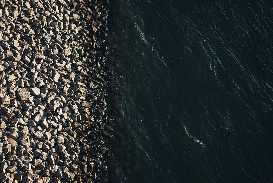 topdown, stream, germany, cologne, rhine, rock, stone, water HD wallpaper