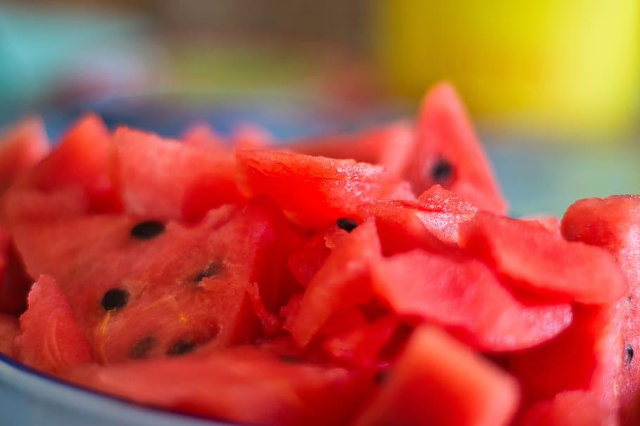 watermelon, fruit, food, freshness, close-up, red, selective focus HD wallpaper
