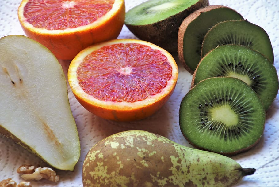 kiwi, pear, mandarin, appetizer, fruit, diet, food, nutrition HD wallpaper