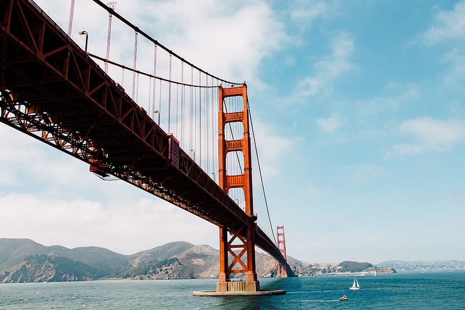 HD wallpaper: Golden Gate Bridge, boat, sailboat, headland, ocean, sea ...