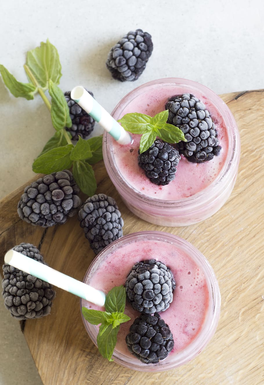 Smooties With Berries, blackberries, close-up, cocktail, delicious