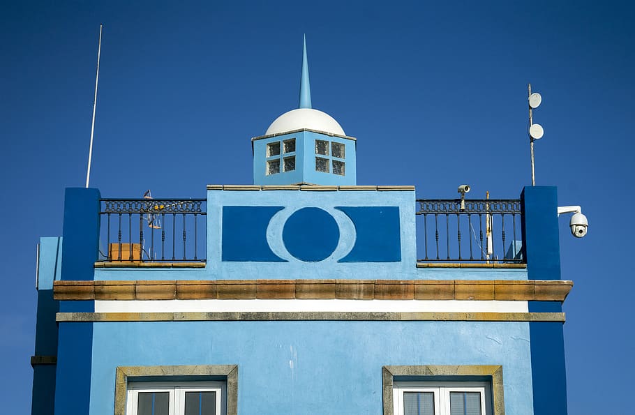blue painted building during daytime, architecture, tower, sky HD wallpaper