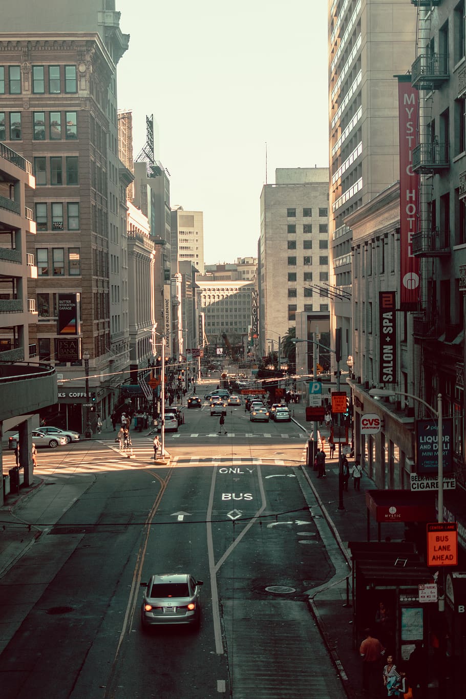 vehicles between buildings during daytime, road, person, human HD wallpaper