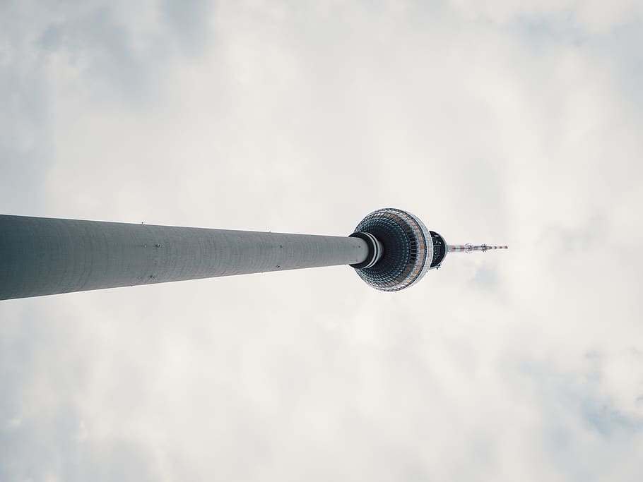 White Concrete Building, architecture, berlin, sky, tower, built structure HD wallpaper