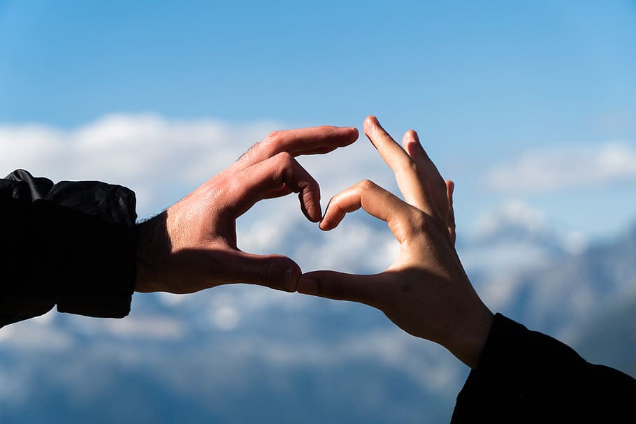 human hand heart sign, person, finger, wrist, thumbs up, adventure