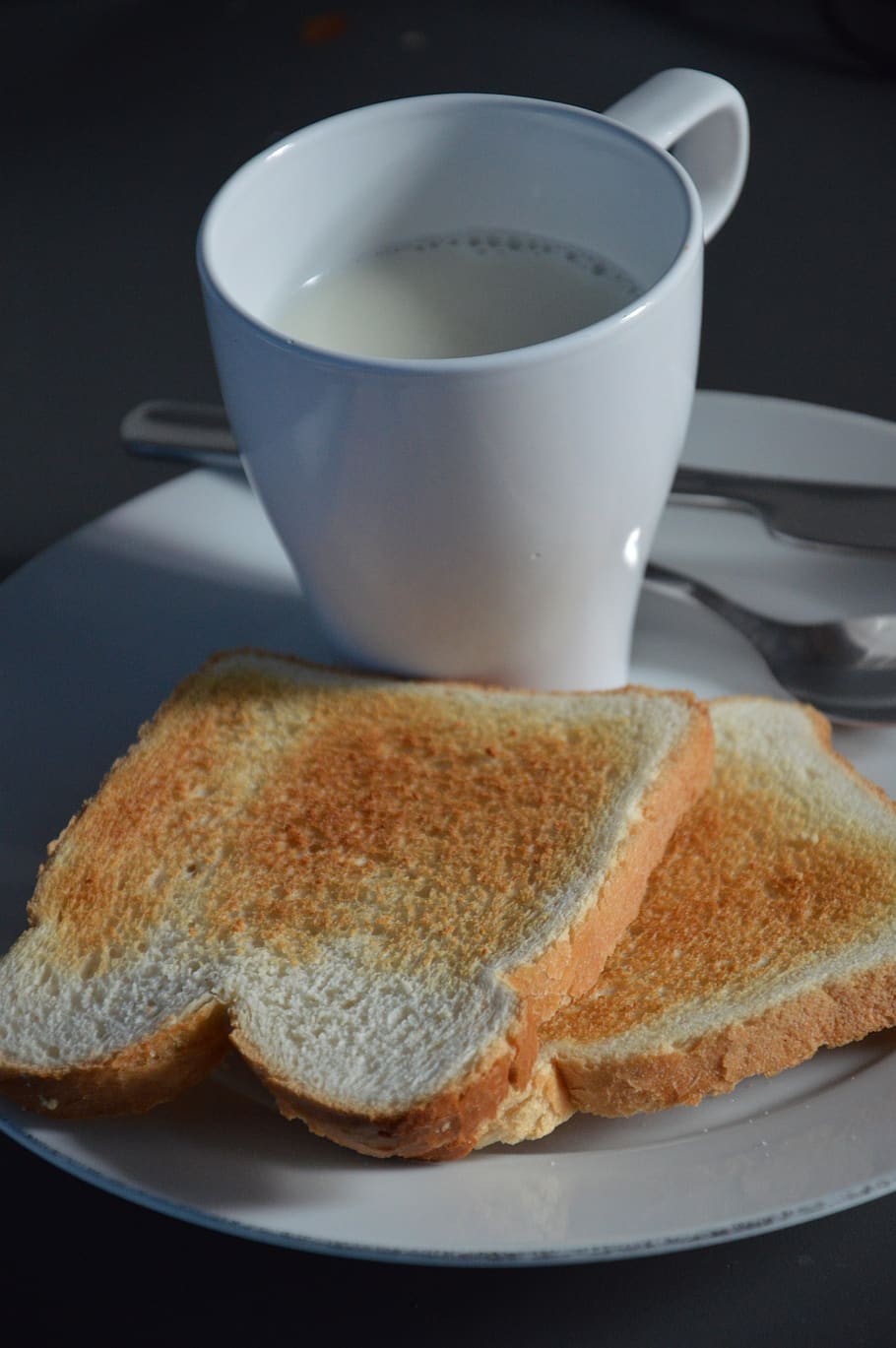 White Ceramic Mug Beside Toasted Bread, beverage, cup, delicious HD wallpaper