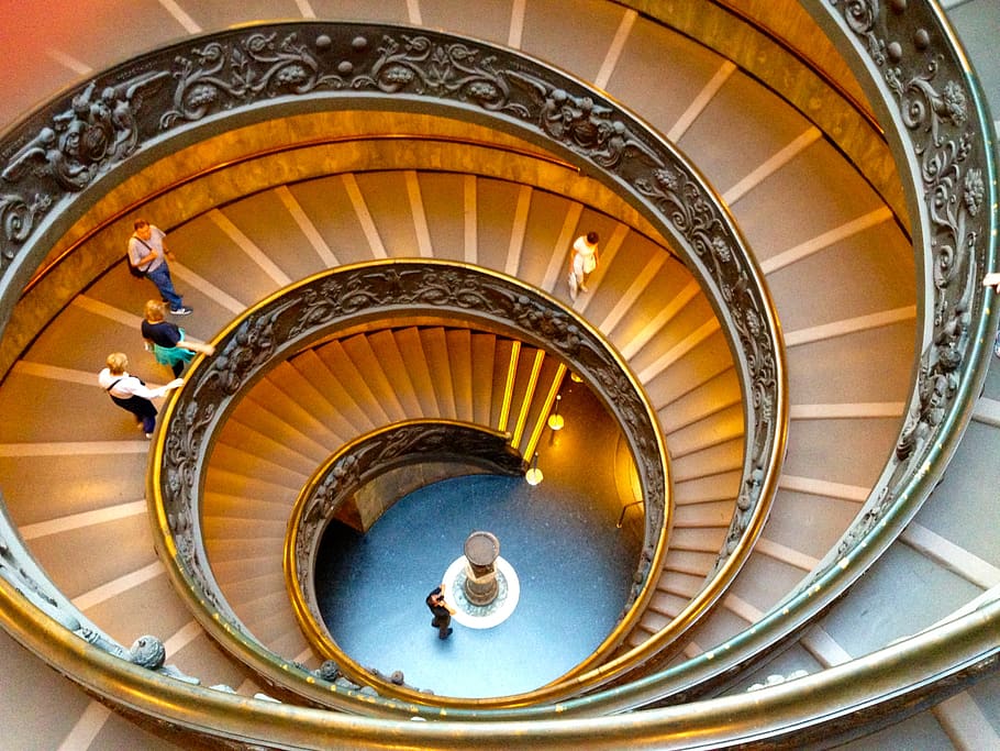 stairs, spiral, travel, explore, climb, architecture, built structure HD wallpaper