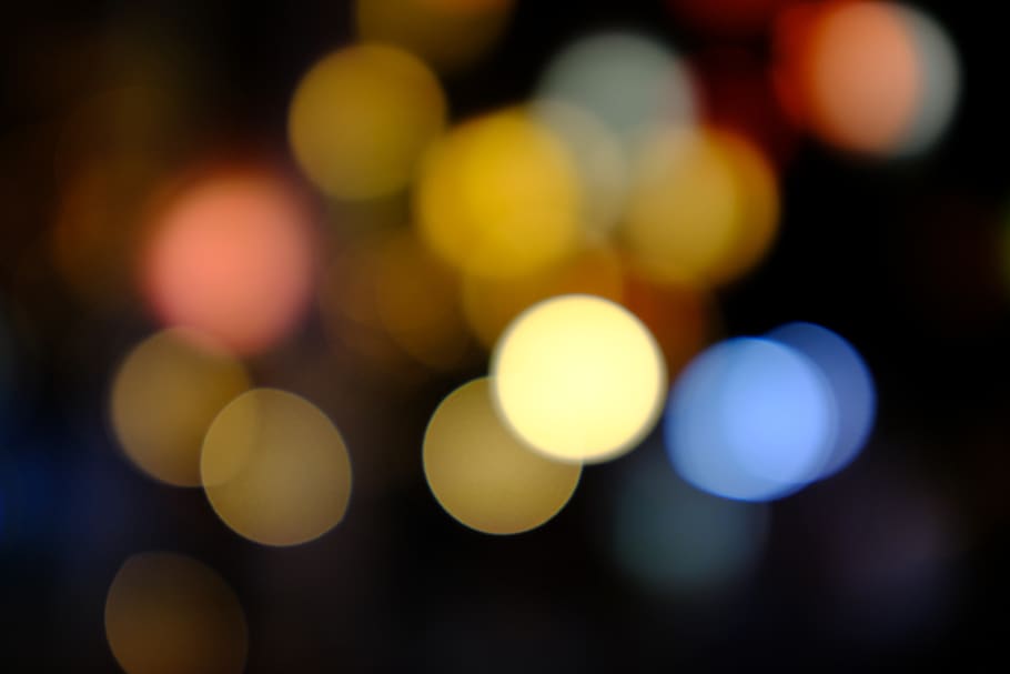 bokeh light, defocused, illuminated, circle, night, geometric shape HD wallpaper