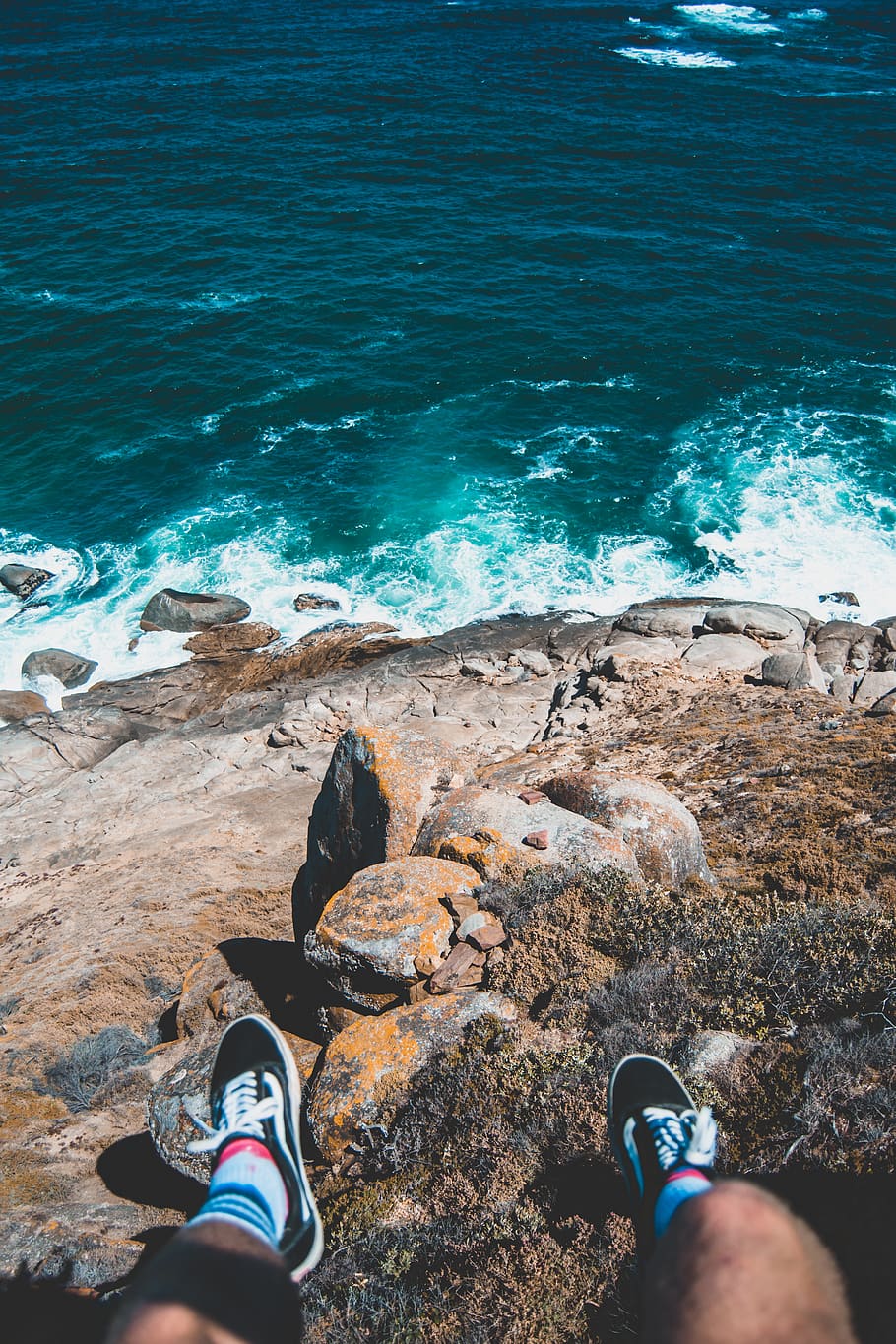 dangle, cliff, beach, ocean, cape town, rocks, water, birds eye view HD wallpaper