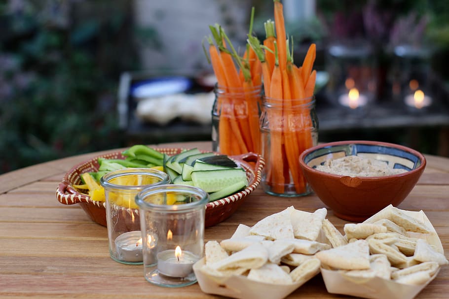 sliced vegetables on round table, carrot, flora, food, plant HD wallpaper