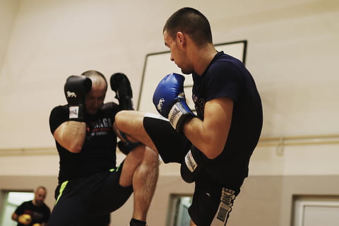 two man kickboxing, person, human, sport, sports, crowd, shoe HD wallpaper