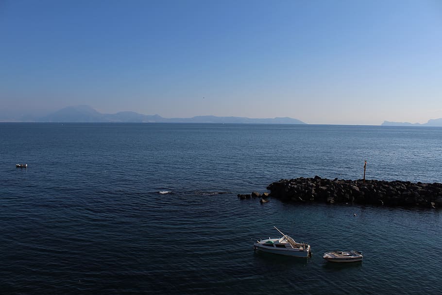 italy, naples, lanscape, boats, sea, water, beauty in nature