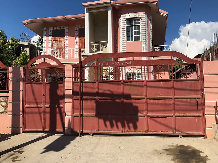 housing, building, villa, house, gate, Pink House, Haiti, brick, HD wallpaper