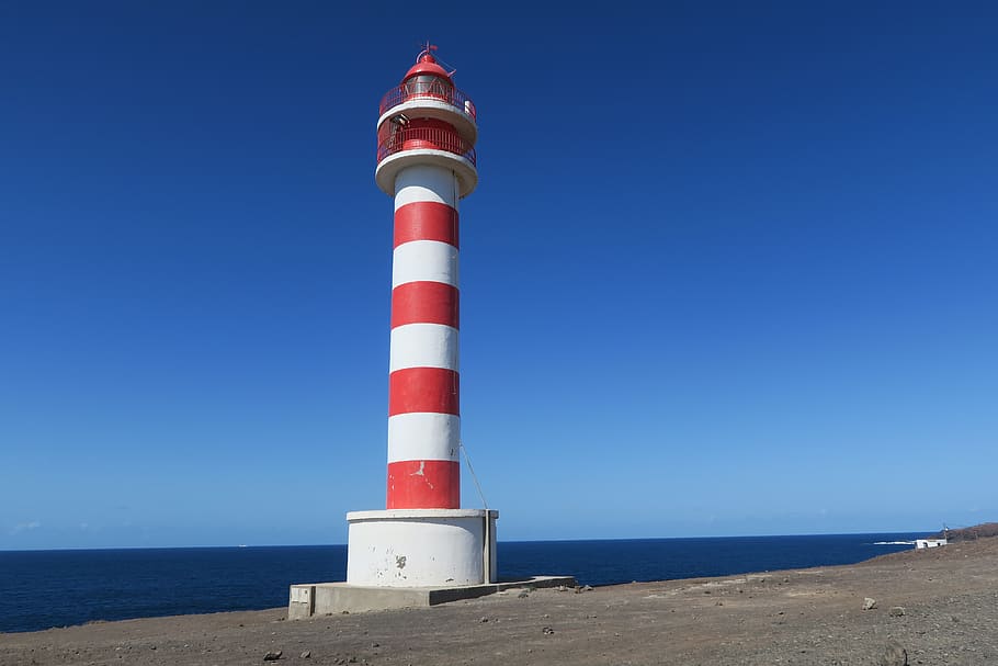 lighthouse, sky, blue, coast, vacations, summer, gran canaria HD wallpaper