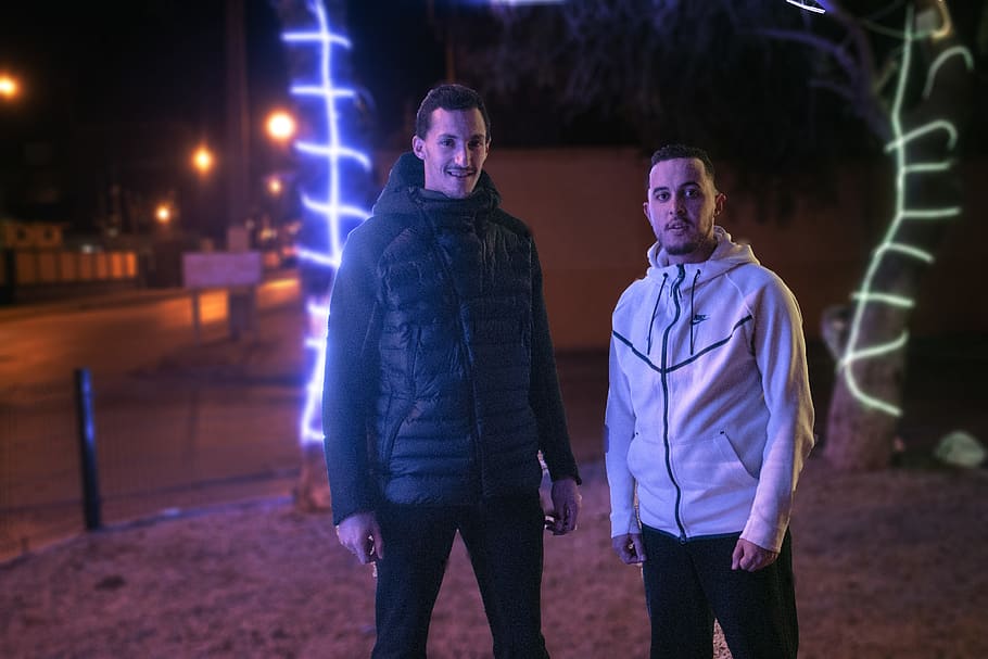 algeria, man, boy, dz, two people, night, illuminated, togetherness HD wallpaper