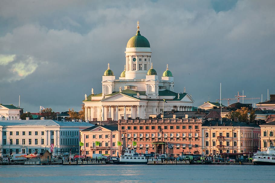 white concrete mosque near body of water, dome, architecture, HD wallpaper