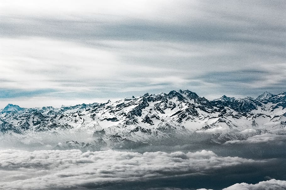 Snow Capped Mountains, clouds, cloudy, cold, dawn, daylight, fair weather HD wallpaper