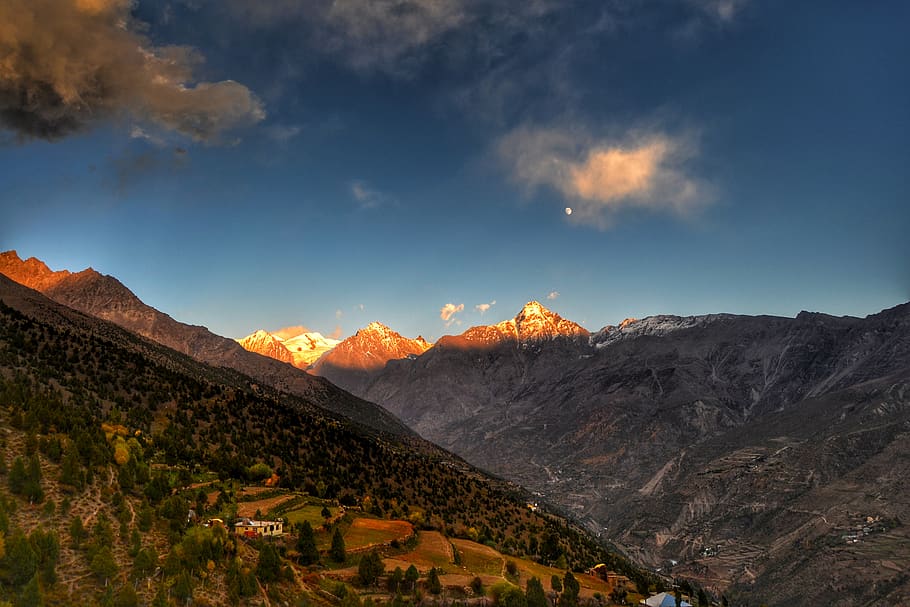 Aerial Photography of Mountains, clouds, daylight, environment HD wallpaper