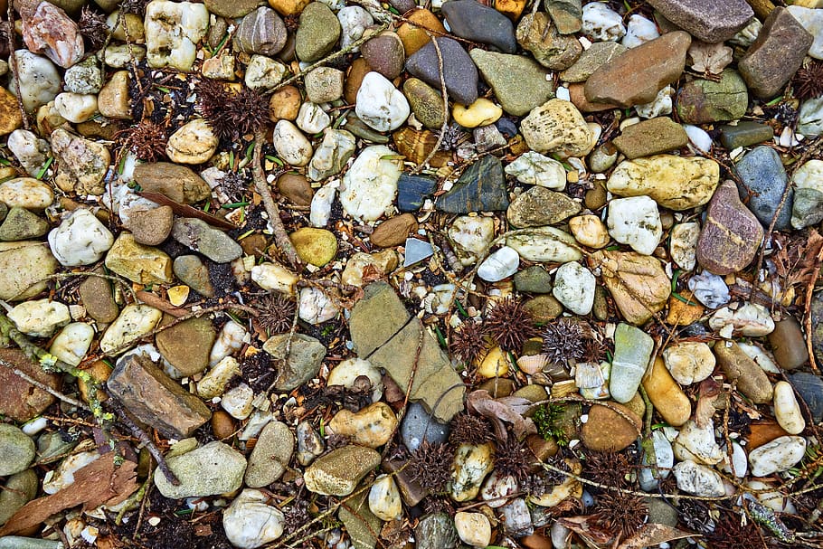 pebble, stone, rock, material, natural, surface, soil covering HD wallpaper
